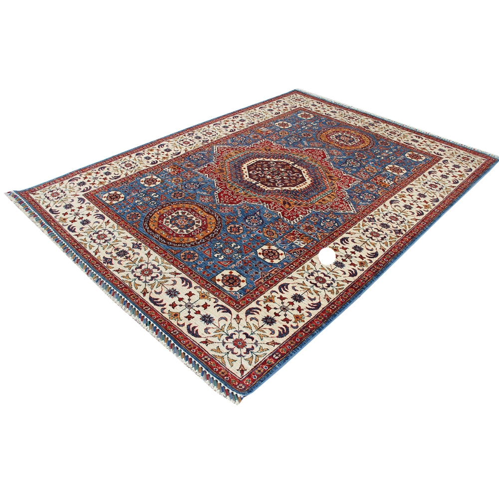 5' 6" X 8' Blue Handmade Persian Rug MAMLUK