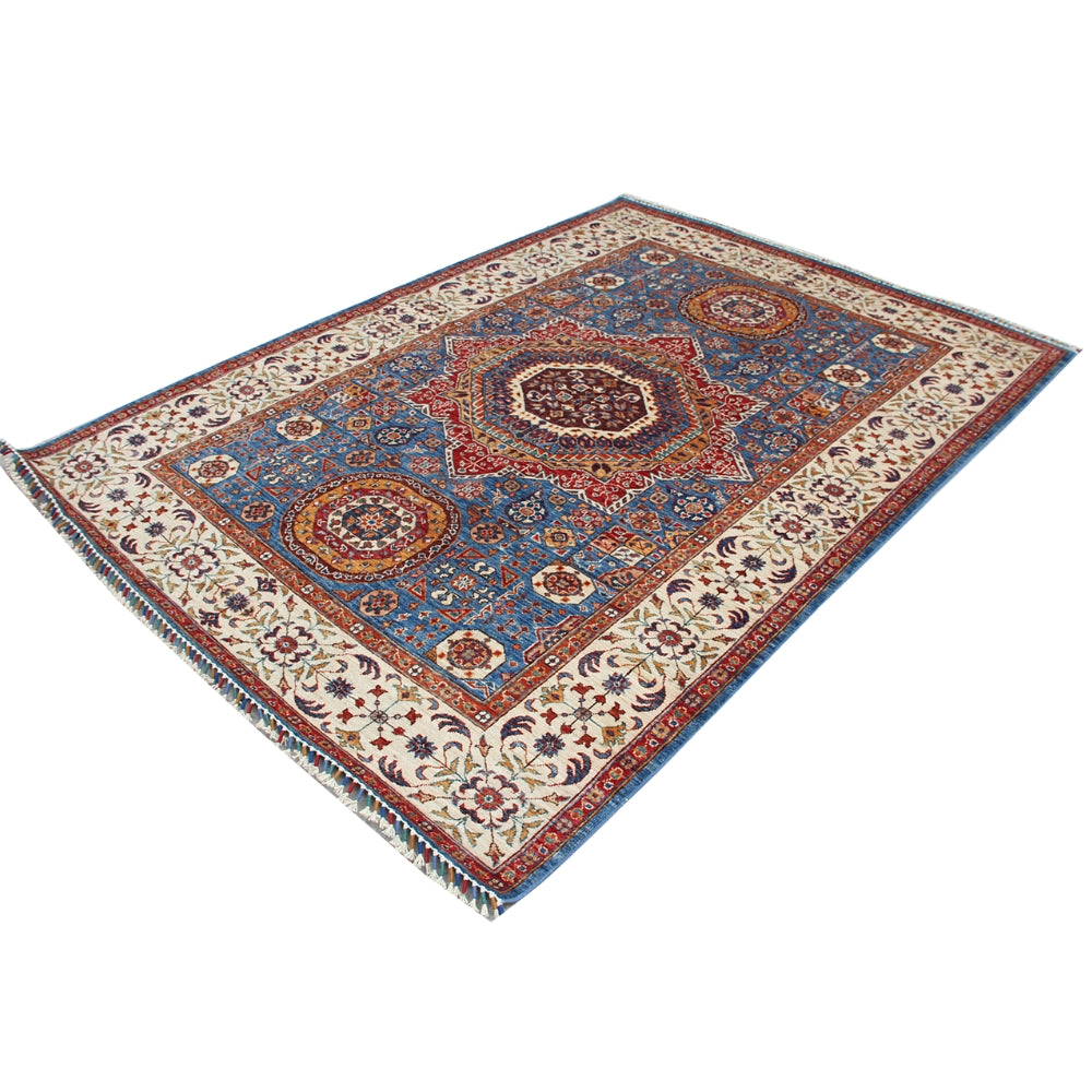 5' 6" X 8' Blue Handmade Persian Rug MAMLUK