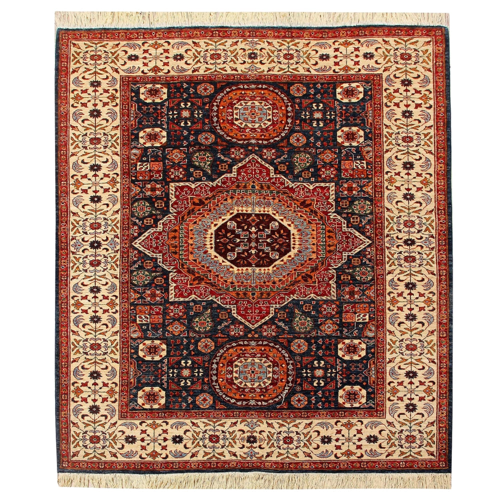 6' 6" X 6' 6" Blue Handmade Persian Rug MAMLUK