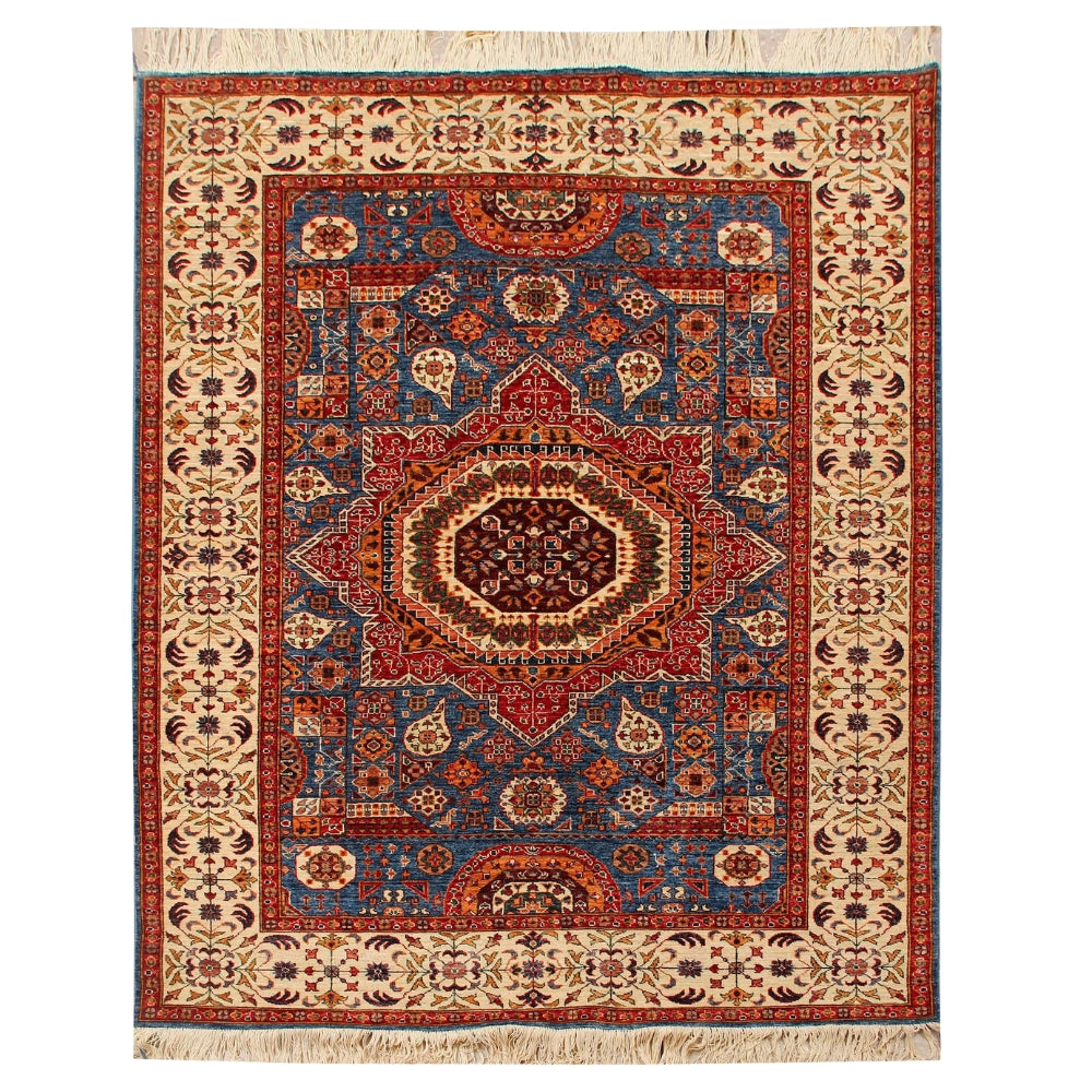 6' 6" X 6' 6" Blue Handmade Persian Rug MAMLUK