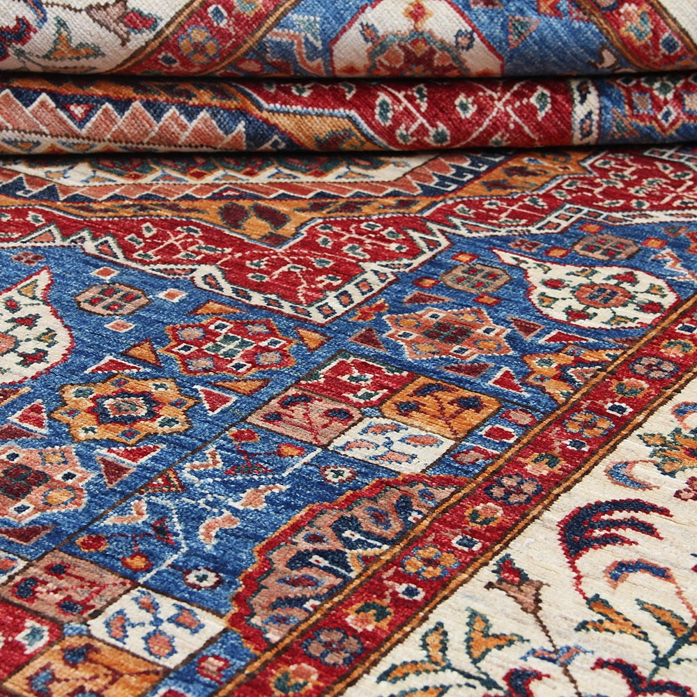 6' 6" X 6' 6" Blue Handmade Persian Rug MAMLUK