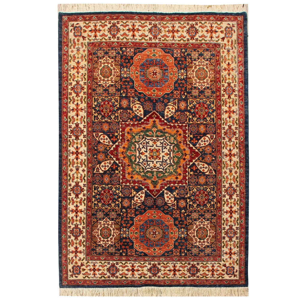 5' X 7' Blue Handmade Persian Rug MAMLUK