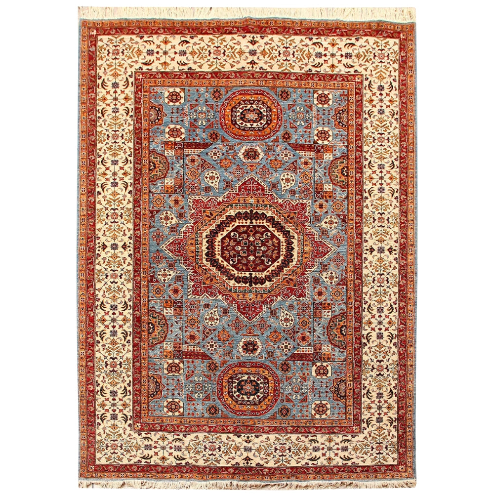 6' 6"X 10' Aqua Handmade Persian Rug MAMLUK