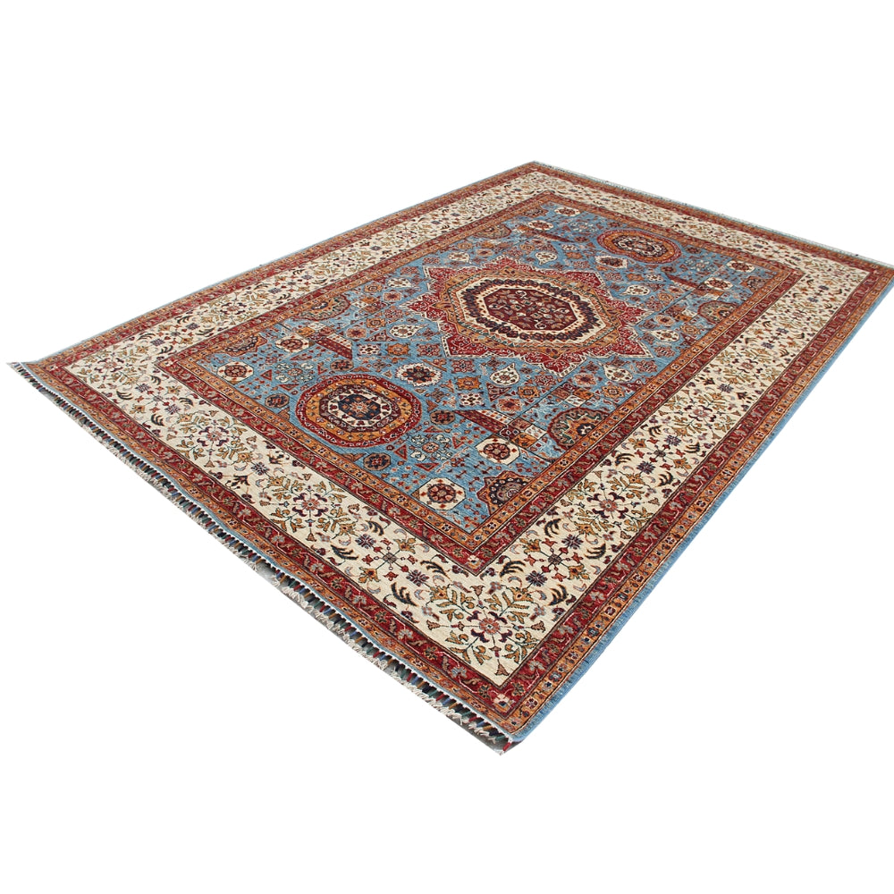 6' 6"X 10' Aqua Handmade Persian Rug MAMLUK