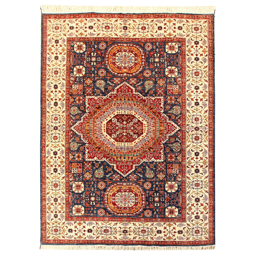 5' 6" X 8' Blue Handmade Persian Rug MAMLUK