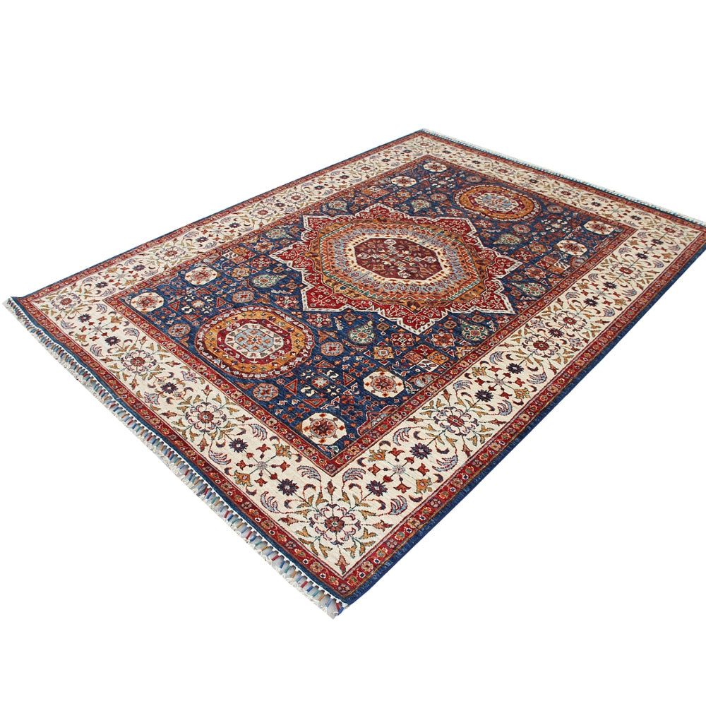 5' 6" X 8' Blue Handmade Persian Rug MAMLUK