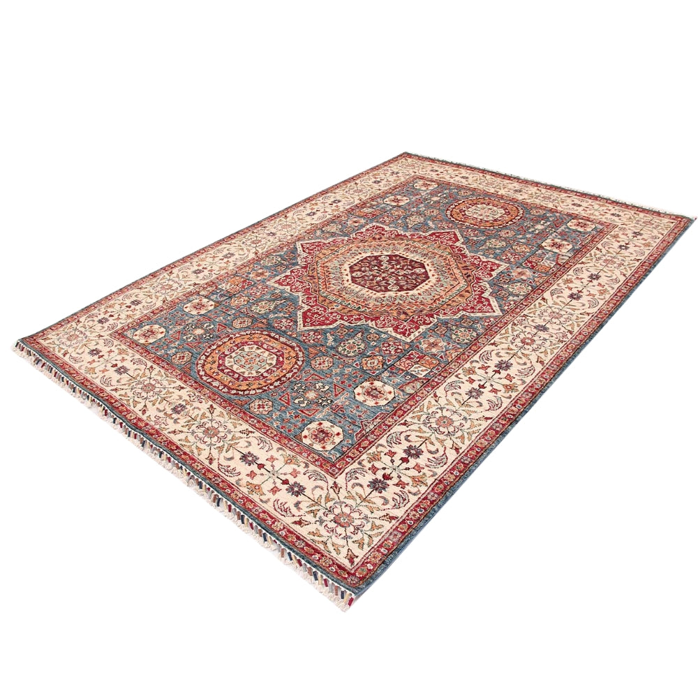 5' 6" X 8' Ivory Handmade Persian Rug MAMLUK
