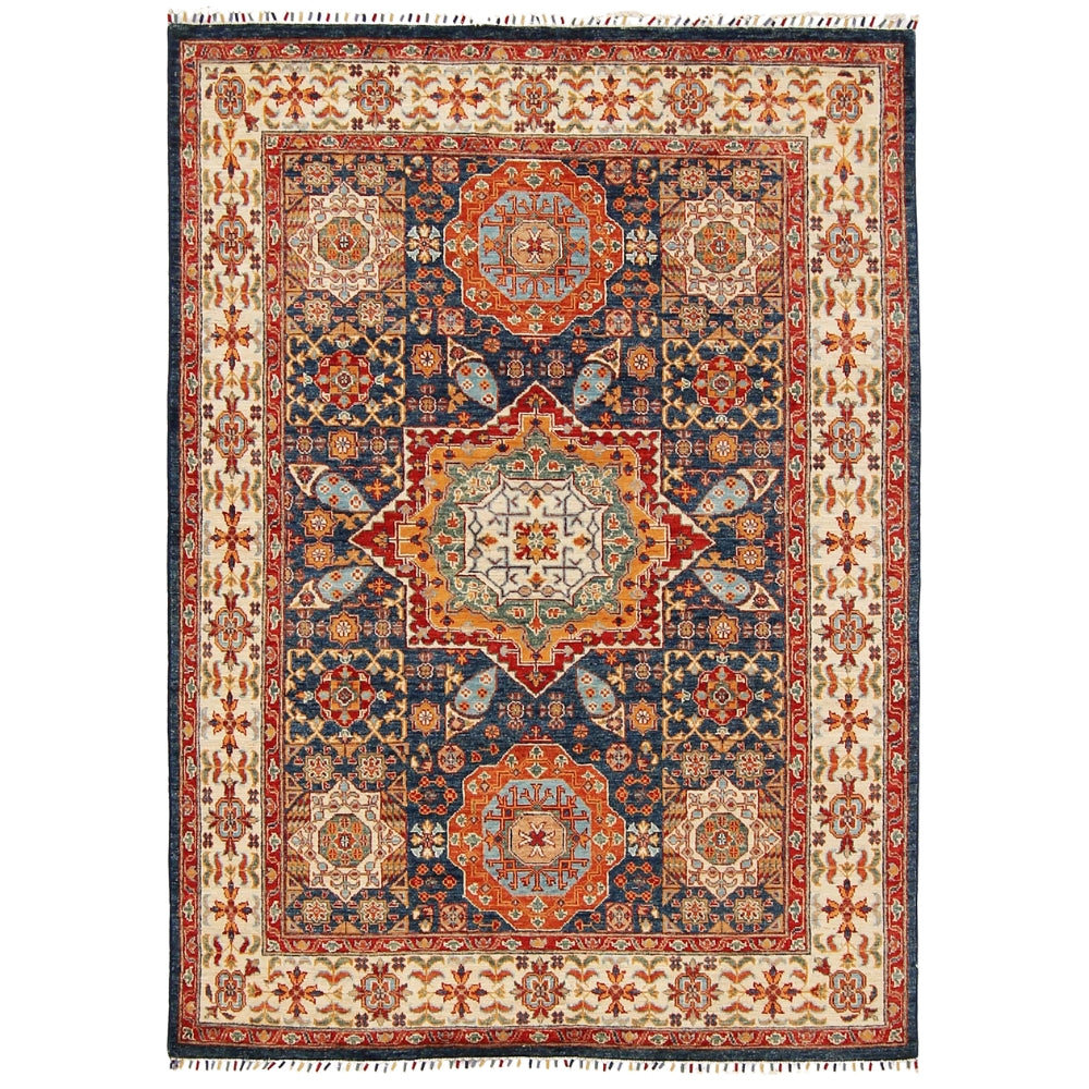 5' X 7' Blue Handmade Persian Rug MAMLUK