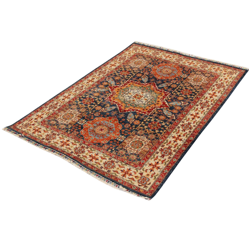 5' X 7' Blue Handmade Persian Rug MAMLUK
